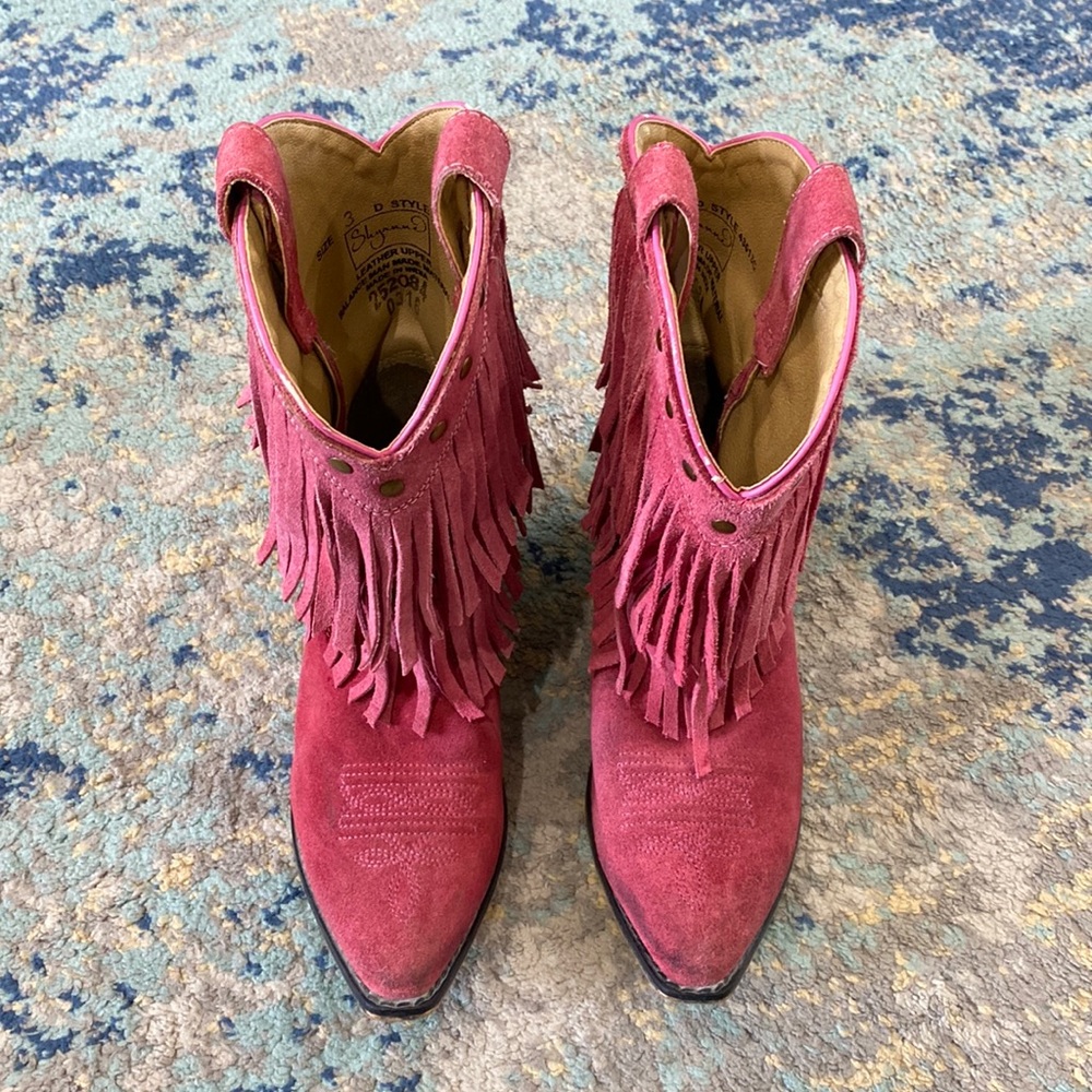 Super cute girls pink tassel cowboy boots